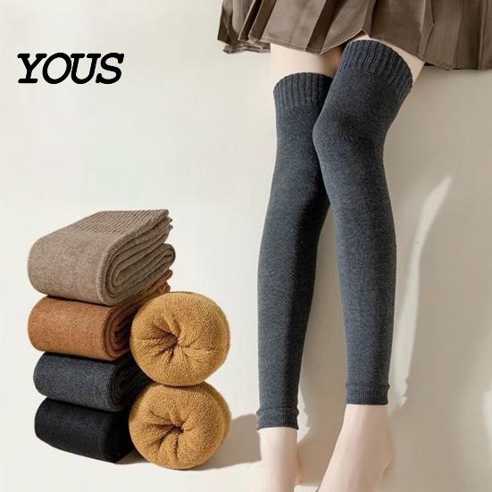 Outdoor Cold Protection Leggings Thickened Over-the-knee Leg Warmers for Women, Soft Thermal Sleeves, Winter Women Anti-slip Long Knee High