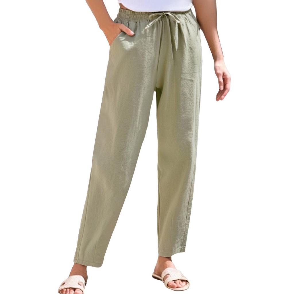 Women's Cropped Pants Stralght Pants With Pockets Lightweight Caual Loose  Trousers