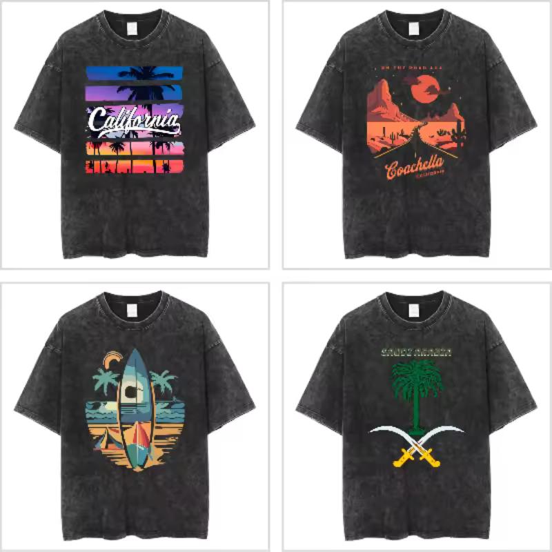 California I'M Classic Racing Washed New Arrival Mens Clothes Tee Shirt Homme Graphic T-Shirts Men Tshirt for WoMen Goth