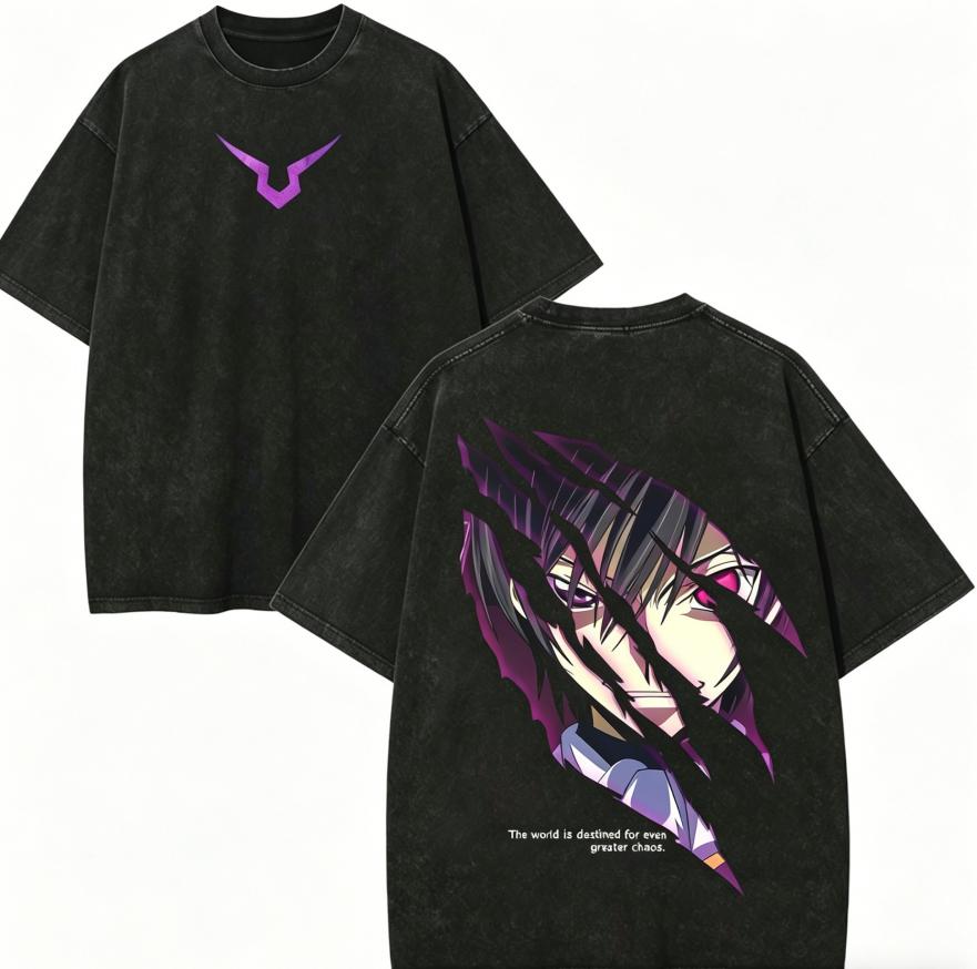Любителю аниме Code Geass Стиранная футболка Одежда на весь год Высокое качество Личность Одежда Большие размеры Унисекс Новая модель Парная футболка