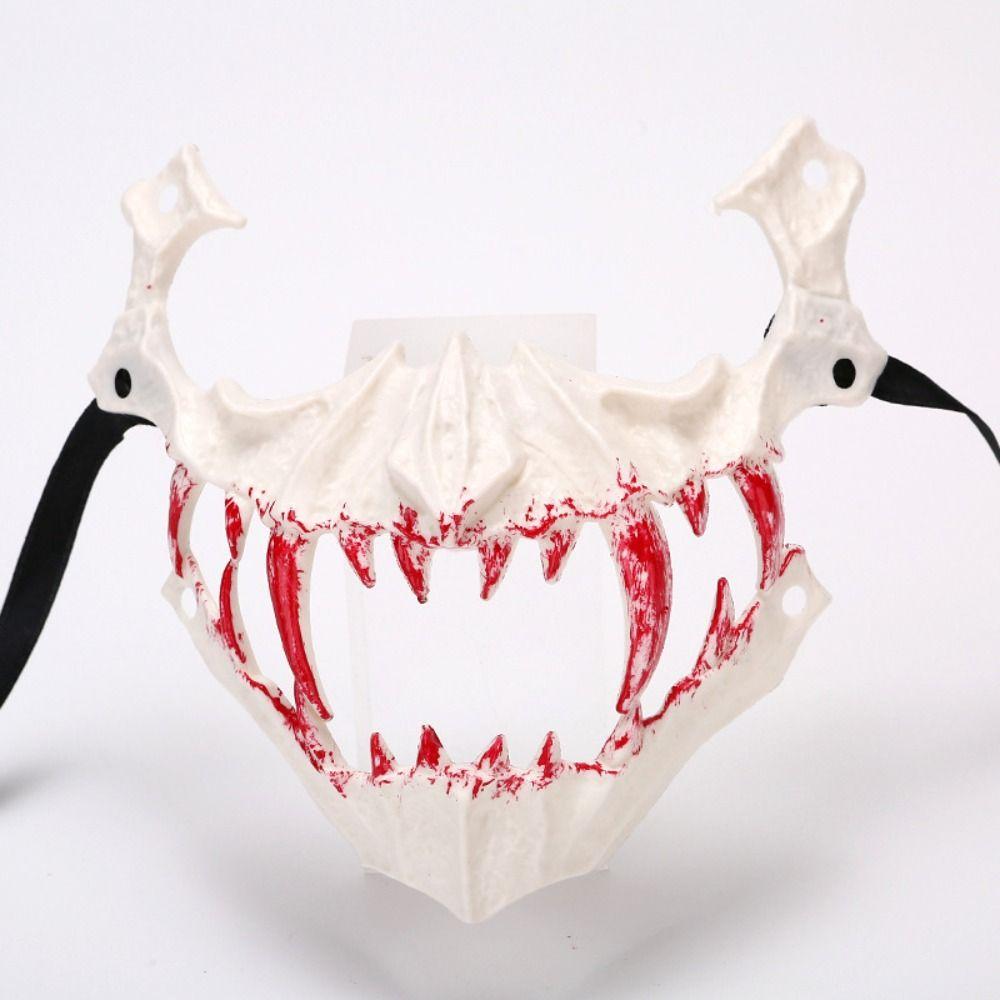 Resin Long Teeth Mask Half Mask Bloody Skull Mask Nightclub Cosplay