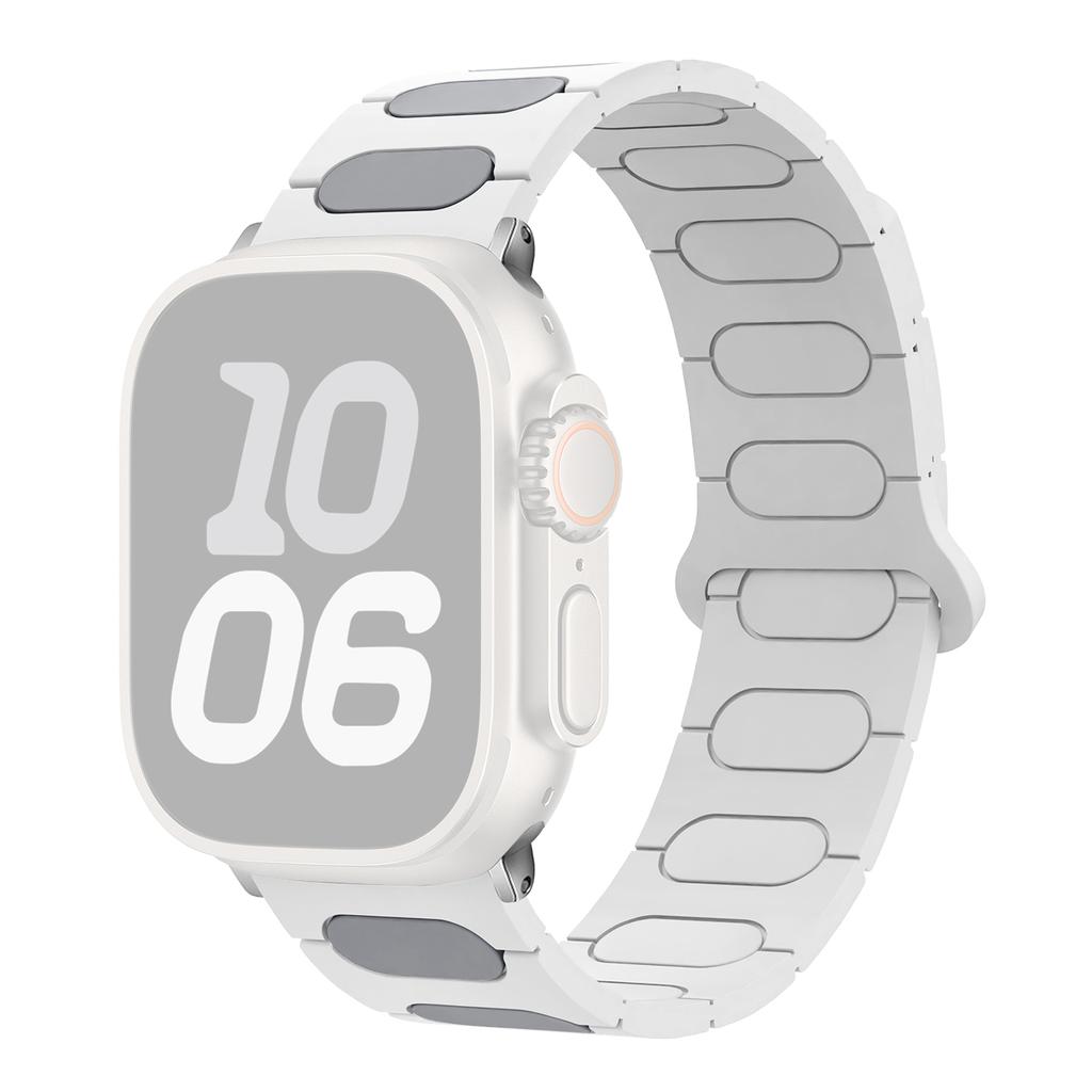 Oval Design Magnetic Strap for Apple Watch Series 11 10 42mm / 9 8 7 41mm / SE3 SE2 SE 6 5 4 40mm / 3 2 1 38mm Silicone Watch Band Dual Color
