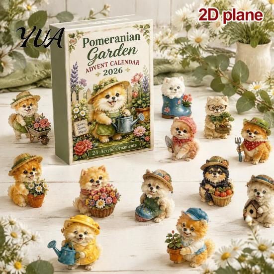Festive Desktop Decor Dog Advent Calendars 2026, Cute 24 Days Christmas Countdown Pet Lover Gift Calendar, 2D Acrylic Collectible Figures for Lovers,