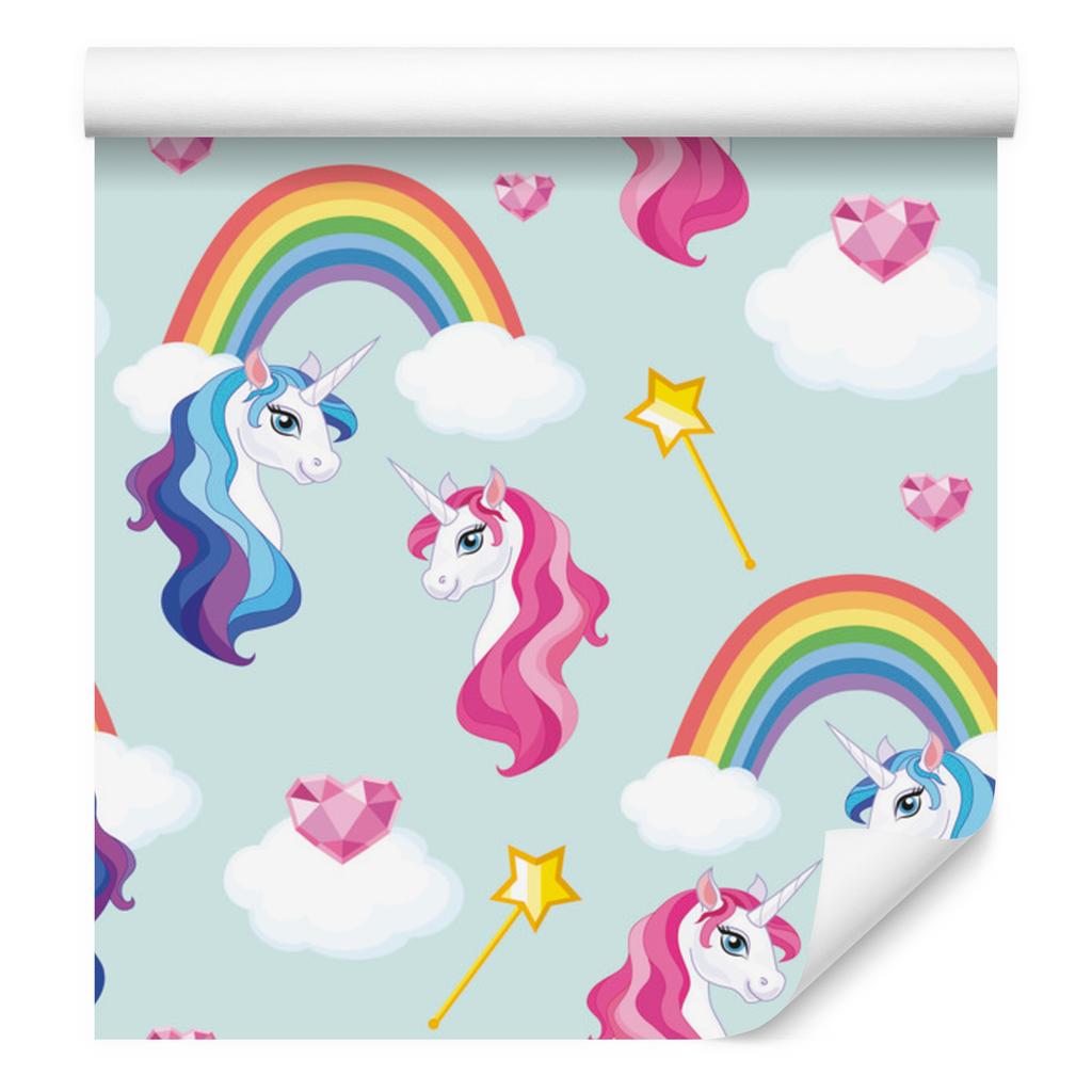 Magical colorful unicorns wallpaper for living room and bedroom 50x1000