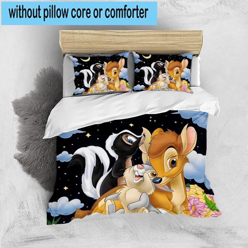 3PCS Classic cartoon Bam Deer 3pcs Bedding,Including 3PCS Duvet Cover And 2pcs Pillowcases Perfect for Christmas,Ideal for Bedroom, Dormitory
