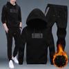 Three-piece Suit Men's Autumn and Winter Hooded Sweater Plus Velvet Clothes Vest Jacket Pants Sports Suit Men's Suit
