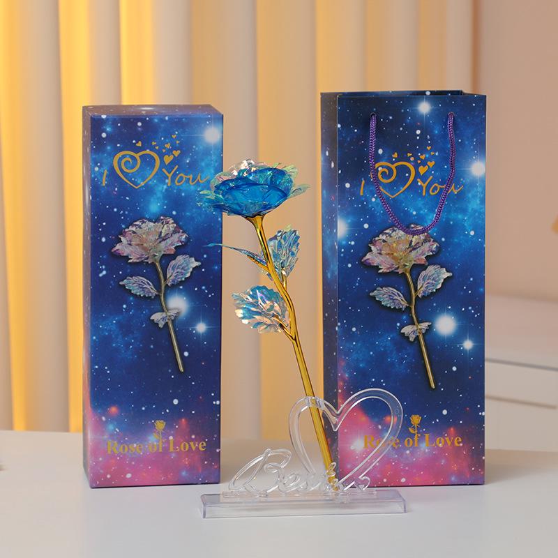 Роза из 24-каратной золотой фольги Светящийся букет: Сохраненные искусственные цветы на День святого Валентина, День матери и дни рождения