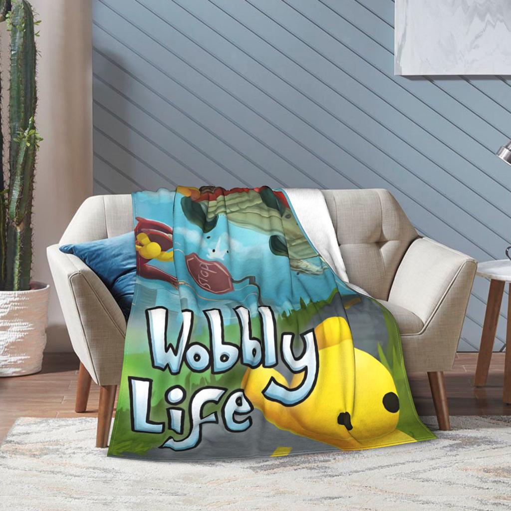 Wobbly Life Sandbox Game Fashion Blanket Cartoon Funny Flannel Throw Fashion Blanket Bedding Couch Portable Ultra-Soft Warm Bedspread Breath