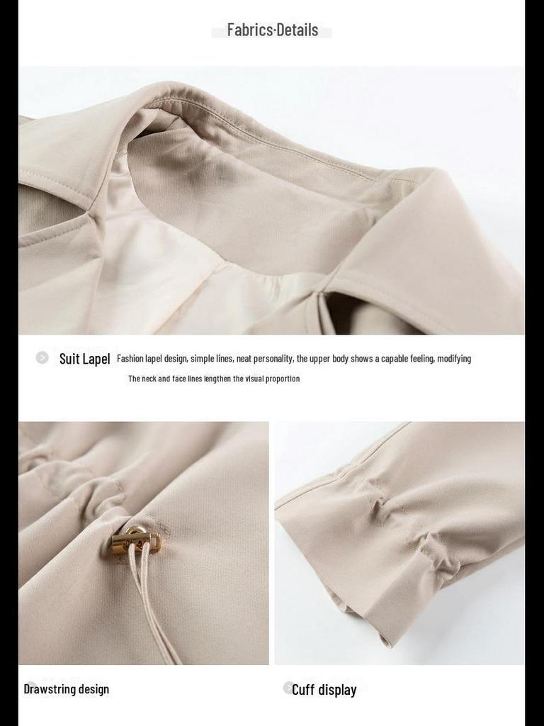 2025 Korean Style Women's Loose Mid-Length Windbreaker: Spring & Autumn Casual Suit Collar Jacket