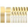 6Set/24Pcs Cutlery Set 18/10 Stainless Steel Set Luxury Dinnerware Gold Forks Western Spoons Knives Steel Cutlery Set Flatware