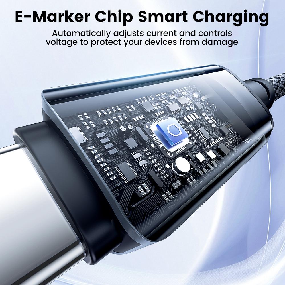 TOOCKI TX112C2 1м PD 100Вт USB-C на USB-C Кабель для быстрой зарядки Встроенный чип E-Marker 480 Мбит/с Кабель для передачи данных