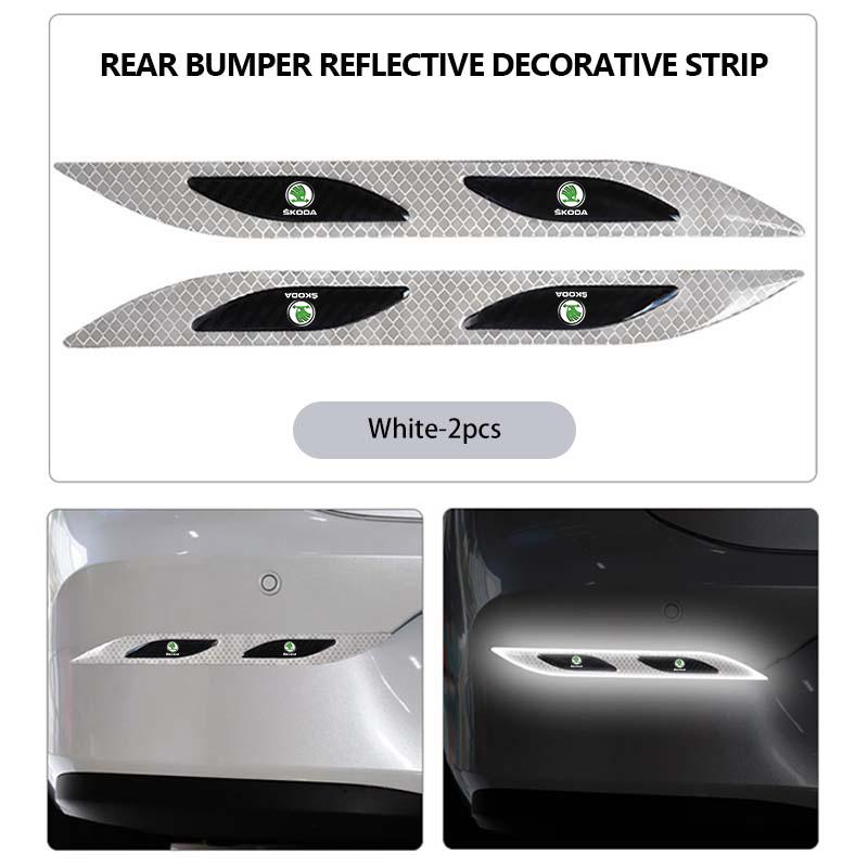 For Skoda Car Styling Trunk Bumper Warning Safety Sticker Reflective Strip Kamiq Karoq Octavia 2 3 Rapid Scala Kami Fabia VII CX3