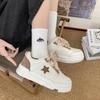 Белые туфли женские на толстой подошве универсальные повседневные студенческие спортивные туфли для сноубординга