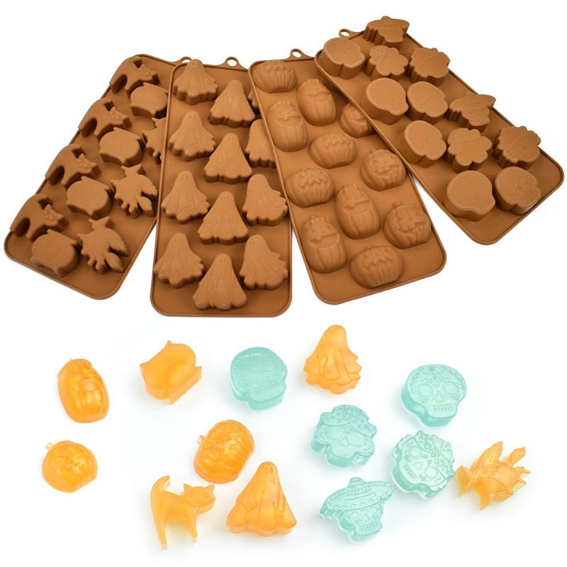 Силиконовая форма для шоколада в виде тыквы на Хэллоуин, конфеты в виде зубов вампира, форма для изготовления льда, мыла в виде костей черепа, свечей, декора для вечеринок, подарков