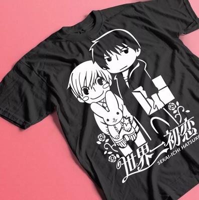 Унисекс Футболка Аниме Sekai-Ichi Hatsukoi, Подарок Любителю Манги Черная S-5XL Унисекс Футболка