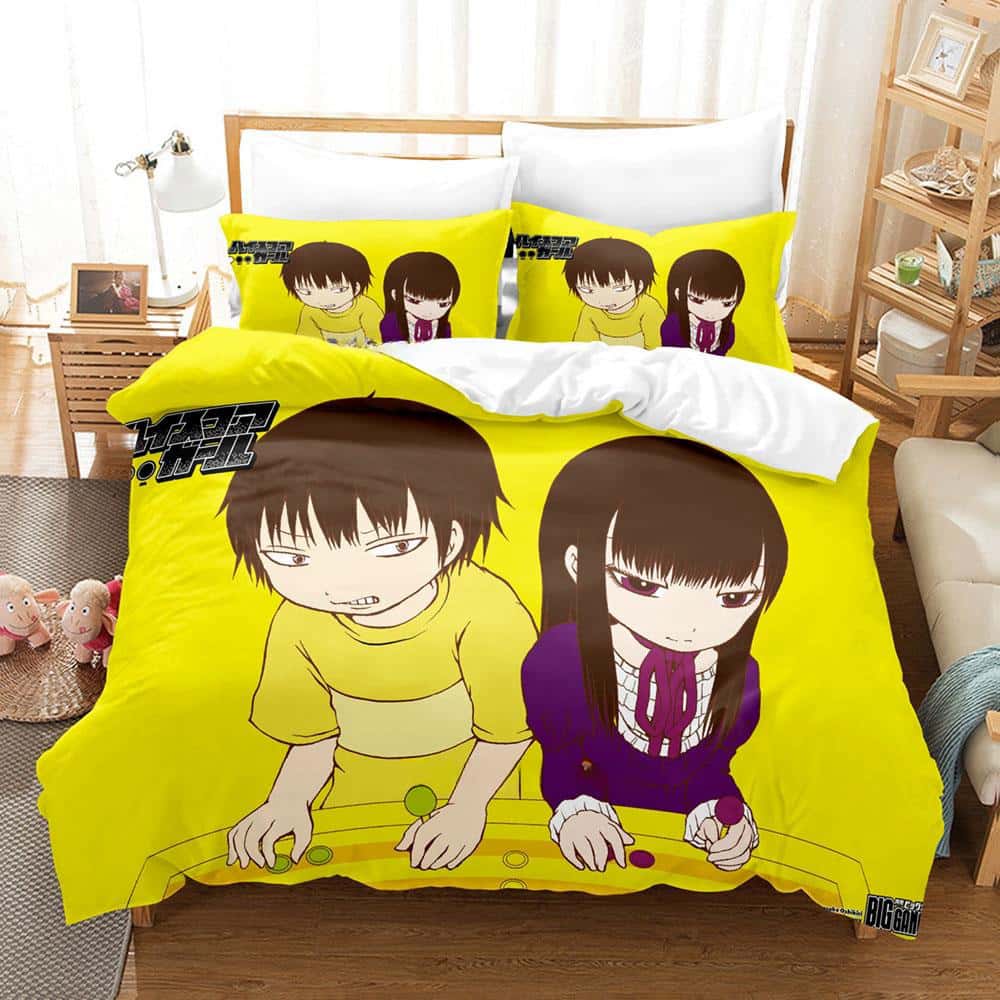 New Kawaii Hi Score Girl Bedding Set Single Twin Full Queen King Size Bed Set Adult Kid Bedroom Duvet Cover Sets Girls Anime Bed