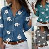 Europe and The United States New Lapel Long-sleeved Floral Print Shirt Temperament Fashion Slim Shirt