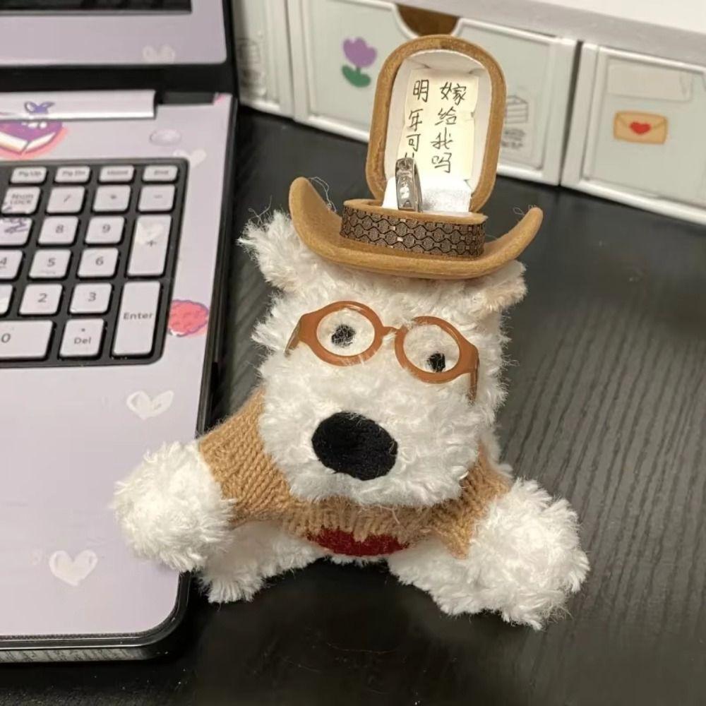 Plush Puppy Doll Ring Display Valentine's Day Gift Couple Rings Holder Couple Gift