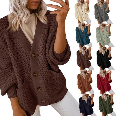 Женская мода повседневная однотонная с длинным рукавом и открытым передом толстый вязаный кардиган свитер пальто