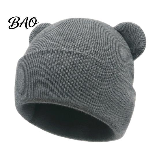 Infant Knitted Hat Baby Winter Hat, Cute Bear Ears Cozy Knit Soft Ear Warm Skull Cap for Newborn Toddler Boys Girls, 0-36 Months Windproof Head Wrap