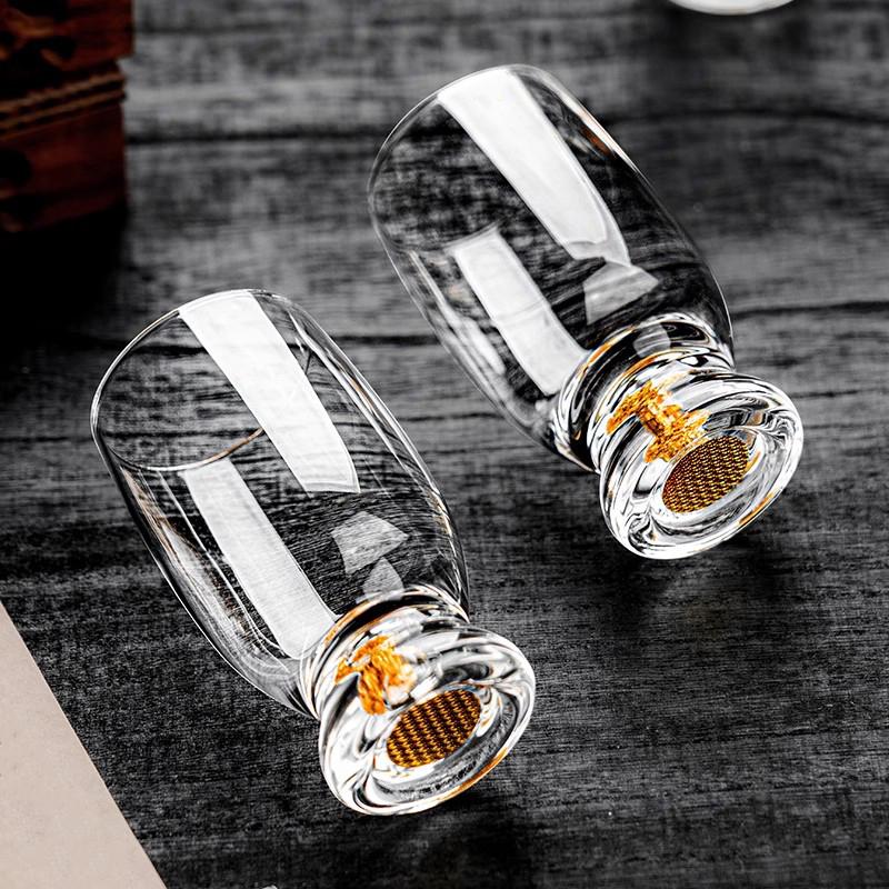 100 мл хрустальные ликерные бокалы набор из 2/4/6 шт виски водка рюмки бокалы для вина золотистое стекло спиртные напитки сакэ соджу бренди чайная чашка