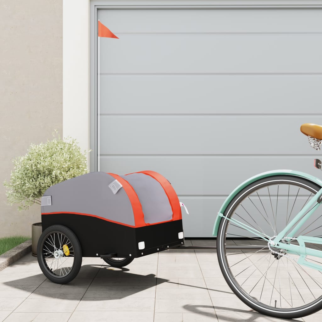 Bicycle Trailer Black and Orange 30 kg Steel