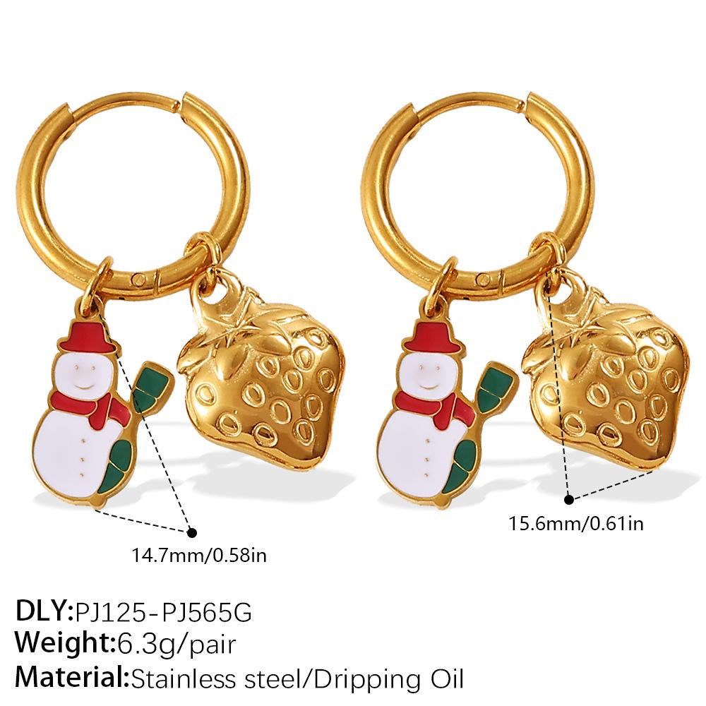 New Europe and America Cross Border Christmas Versatile DIY Pendant Earrings Stainless Steel 18K Gold Plating Atmosphere for