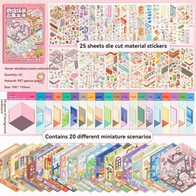 Набор 3D наклеек 20 в 1 Сцена Сделай сам Миниатюрная сцена Набор для скрапбукинга Сцена в хижине Декоративные наклейки Девочка