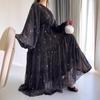 Eid Muslim Abaya Dress Women Print Chiffon Sashes Jalabiya Kaftan Islam Vestidos Largo Arab Long Robe Ramadan Morocco Abayas