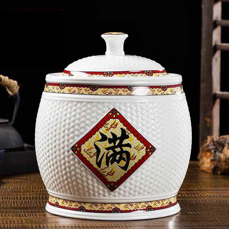 Керамическая рисовая банка Jingdezhen с крышкой - Влаго- и насекомозащитный контейнер для хранения