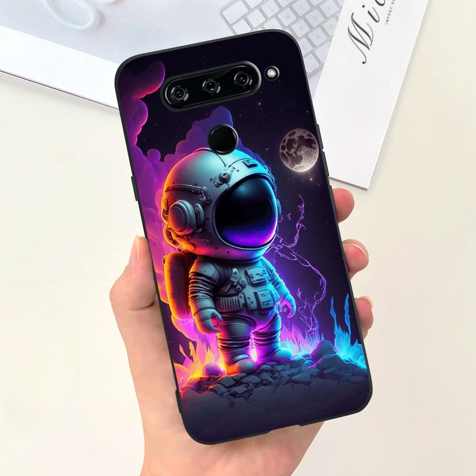Case For LG V40 ThinQ Cartoon Astronaut Dinosaur Soft Silicon Black Cover For LG V50 V50S ThinQ 5G LG V30 2017 Bumper Phone Case