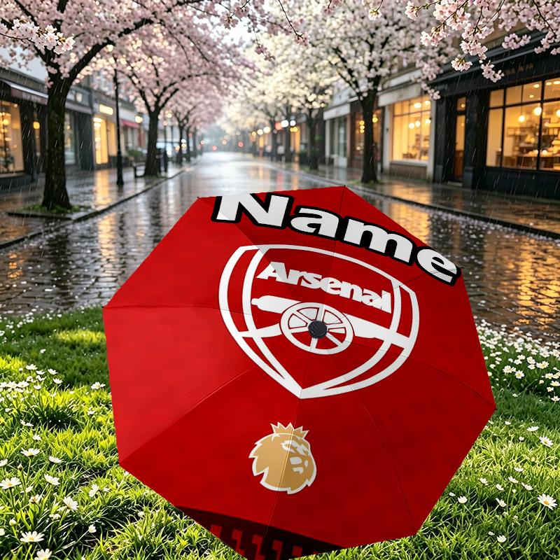 Custom Name Personalized football team Print Umbrella, Auto Open Close, 8‑Rib Sturdy Frame, Commute Camping Hiking Use, Birthday Gift