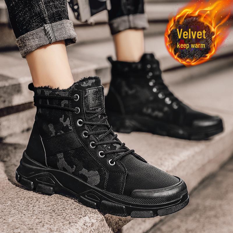 Новые популярные мужские зимние хлопковые ботинки, модные камуфляжные ботинки Martin. Теплая и повседневная модель, идеально подходящая для использования в пустыне или в военных целях.