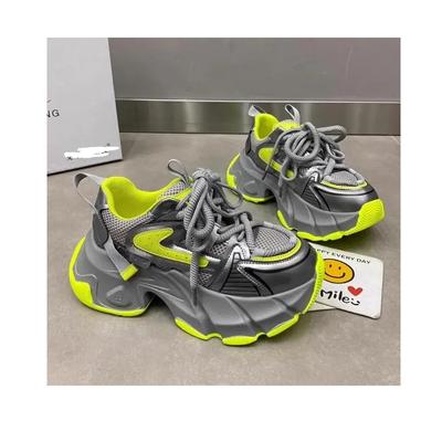 Женские повседневные кроссовки на высокой платформе 6 см, новинка весны 2024 г., массивные кроссовки со шнуровкой, универсальная корейская дизайнерская уличная обувь для женщин