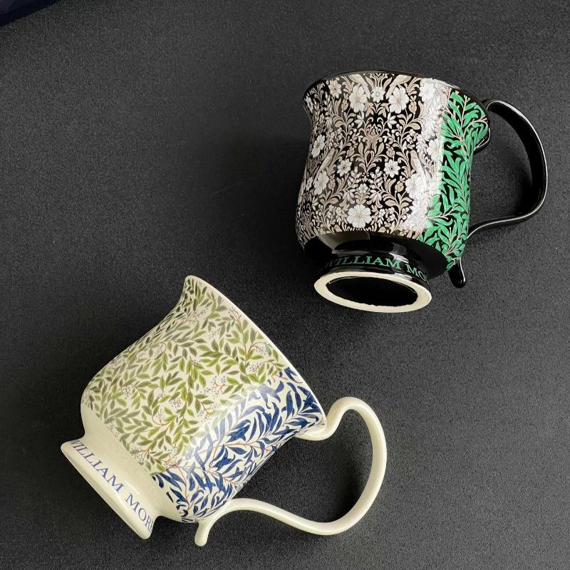 Керамические кружки премиум-класса с цветочным узором, бутылки для воды, ретро кофейные чашки, чашки для латте большой вместимости в качестве сувениров и подарков