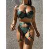 Lingerie Sexy Bra Set For Women Erotic Costumes Exotic Set Sexy Underwear Lace Bra and Panty Garters Set