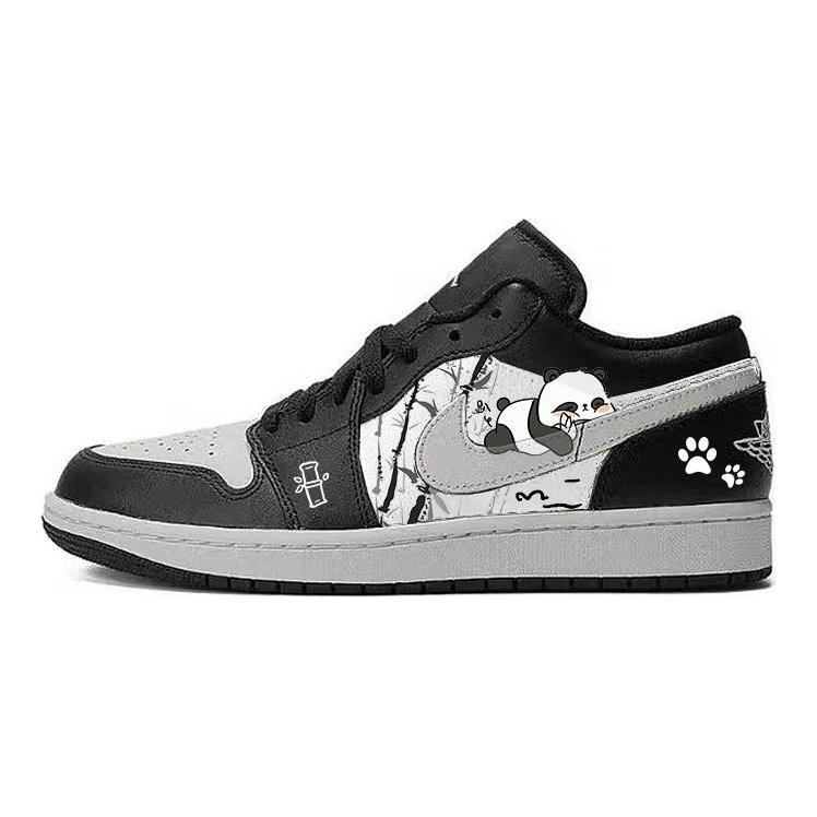 Jordan Air Jordan 1 Нескользящие Устойчивые к истиранию Низкие Винтажные Баскетбольные Кроссовки Унисекс Черно-Белые 553558-043(Команда181-)