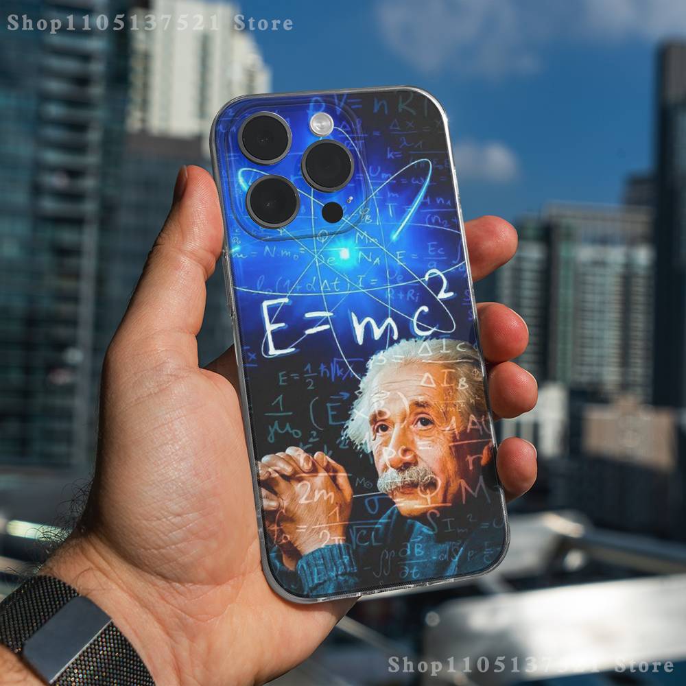 A-Albert E-Einstein Phone Case For iPhone 17,16,15,14,13,12,11 Pro,Max,Plus,X,XS,XR,SE4,E Mini Transparent Soft Cover