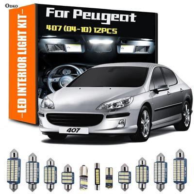 Для Peugeot 407 2004-2010 12 шт. Светодиодный комплект ламп для чтения в салоне, подсветки багажника, сигнальных ламп для хэтчбека и седана, Автомобильные фары