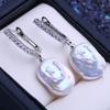LSOOYH Natural Freshwater Big Baroque Pearl Necklace Square Pendant Fashion Drop Earrings For Women Pearl Jewelry Sets