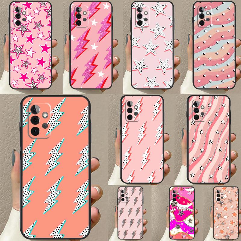 Преппи звезды молния розовый Чехол для Samsung Galaxy A52 A12 A22 A32 A42 A51 A71 A13 A23 A33 A53 A14 A54 A34 Чехол для телефона
