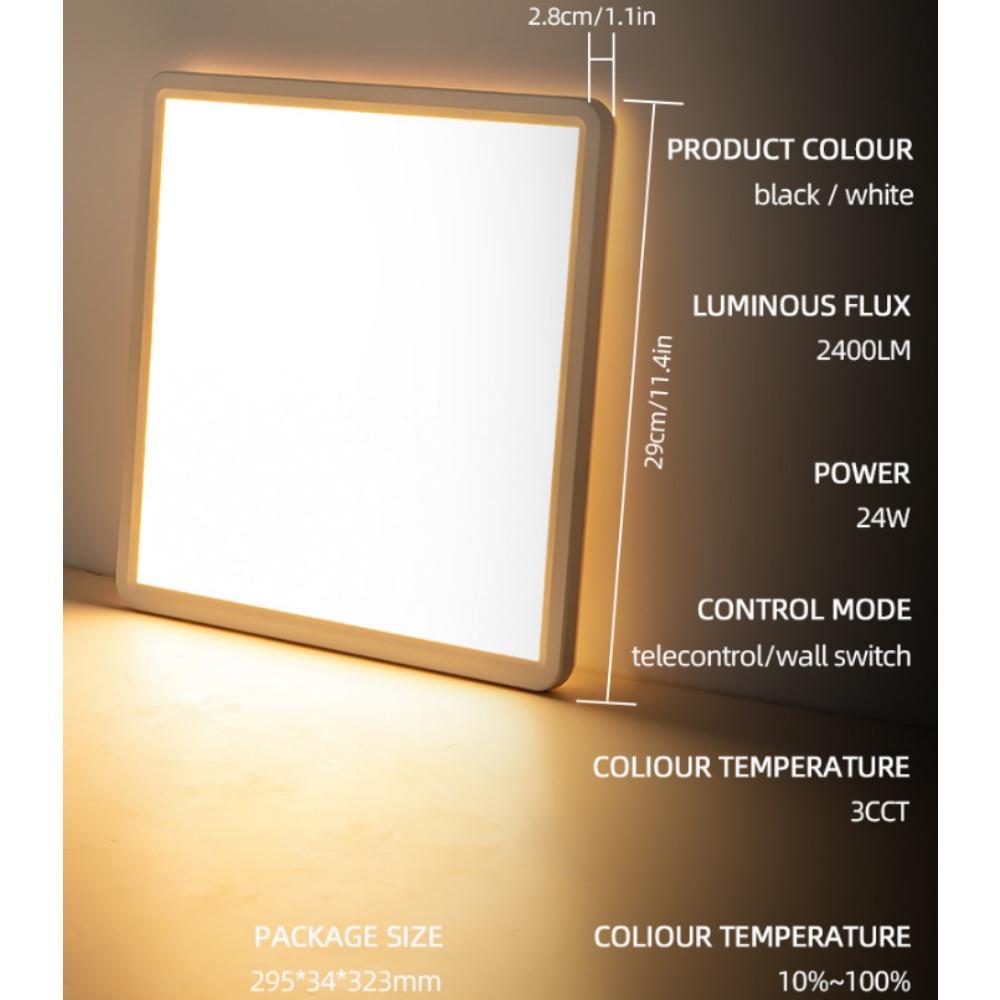 Ультратонкий светодиодный квадратный потолочный светильник с дистанционным управлением, затемнением и регулировкой цвета, современная простая лампа с тремя доказательствами для гостиной и спальни