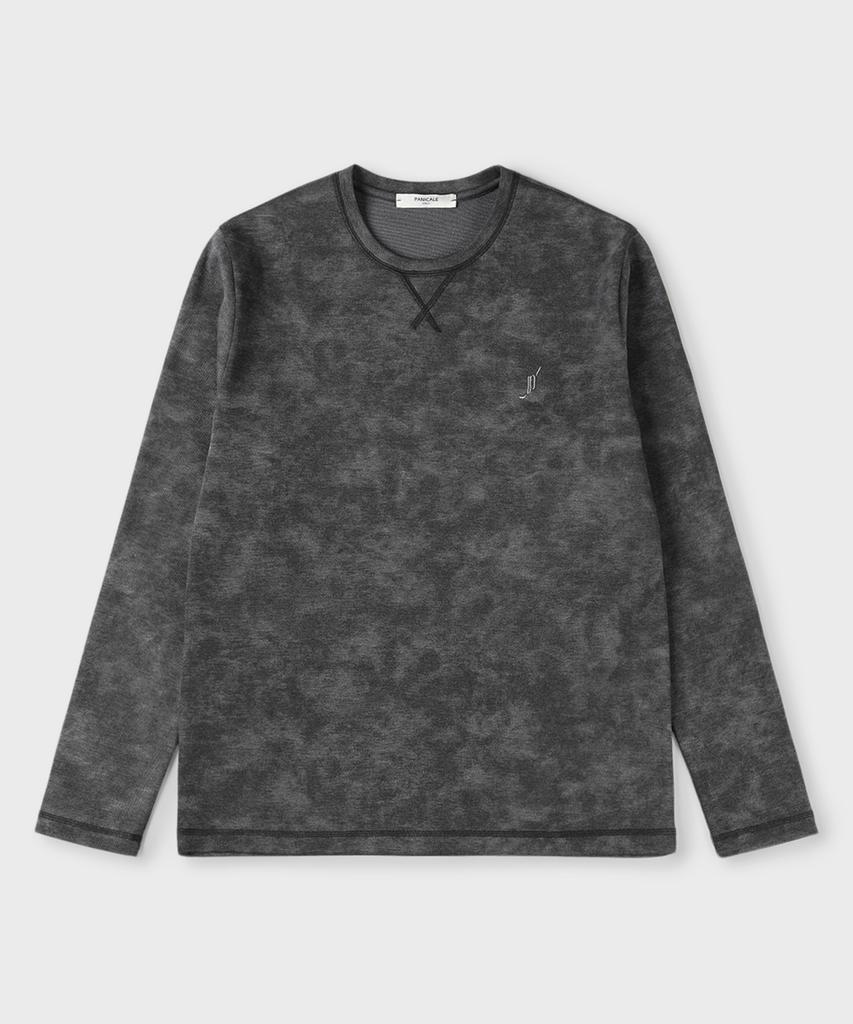PANICALE Угольно-серая washed футболка с длинным рукавом для гольфа
