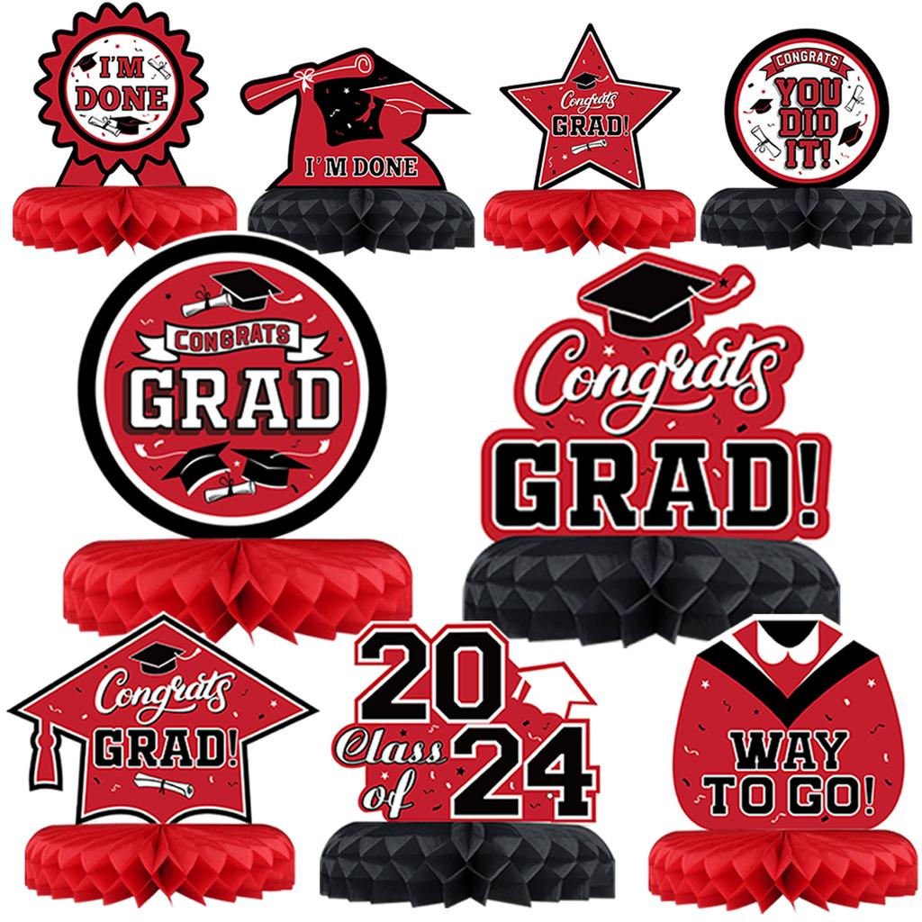 9 шт./набор украшений для выпускного вечера 2024 года, центральная часть выпускного стола, сотовые украшения для выпускного стола