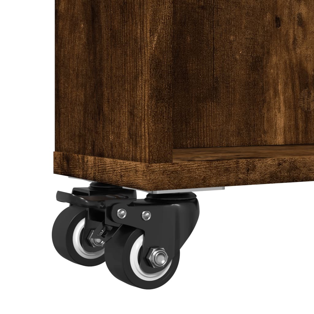 Narrow Storage Cart Smoked Oak 48x13x68cm Engineered Wood