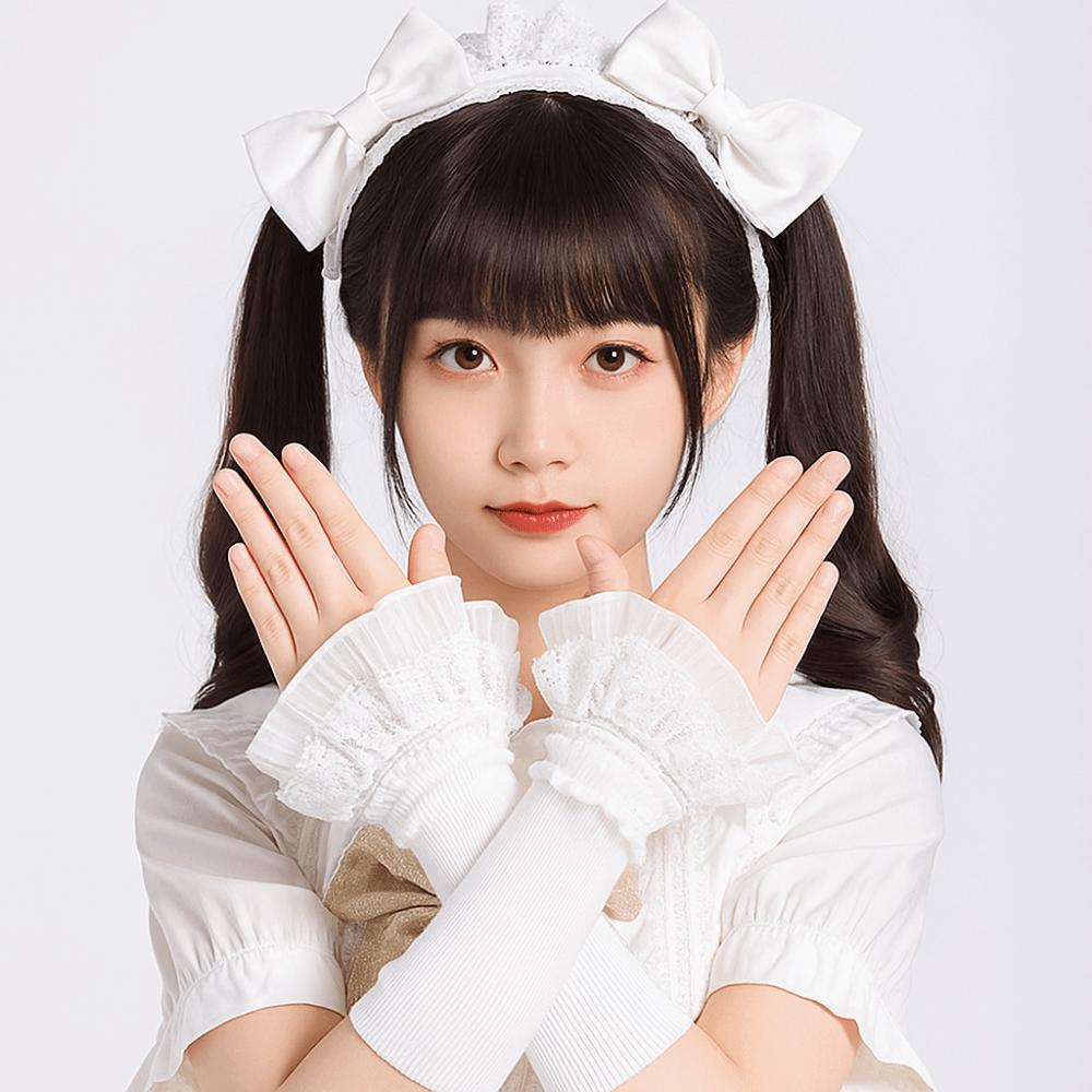 Lace Ruffles Lace Sleeves Knitted Lace Wrist Cuffs Vintage Arm Covers for Women