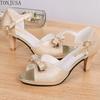 Women Ladies Summer Fashion Peep Toe Butterfly Knot Causal Single Shoes Sandals