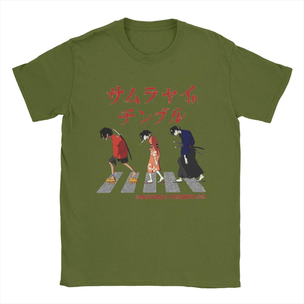 Samurai Champloo Walking Fuu Mugen Jin Футболки Мужские Чистый Хлопок Забавные Футболки Футболки с Круглым Вырезом Одежда с Коротким Рукавом С Принтом