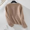 Autumn Winter Vintage Loose Long Sleeve Top Solid Color Cardigan Knitwear V-Neck Sweater