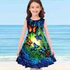 Girls' Dress Sleeveless 3D Green Forest Butterfly Print Summer Daily Cute Casual Sweet Kids A Line Dress Tank Dress